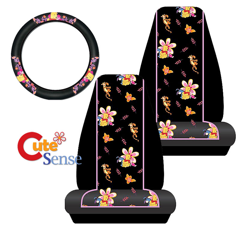 Winnie The Pooh and Piglet Car Seat Covers Accessories Set 8pc Paradise